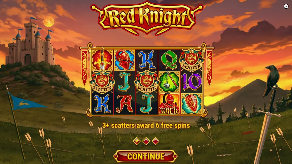 Tampilan visual slot Red Knight dengan tema kastil dan ksatria