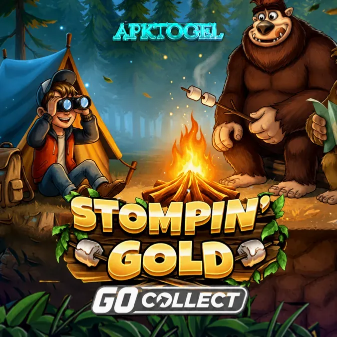 Tampilan visual slot Stompin Gold dengan tema hutan dan karakter Bigfoot